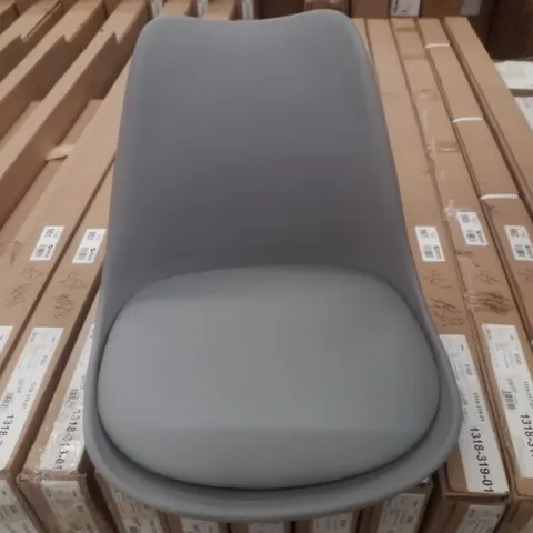 BOXED SET OF 4 GREY PLASTIC DINING CHAIRS 