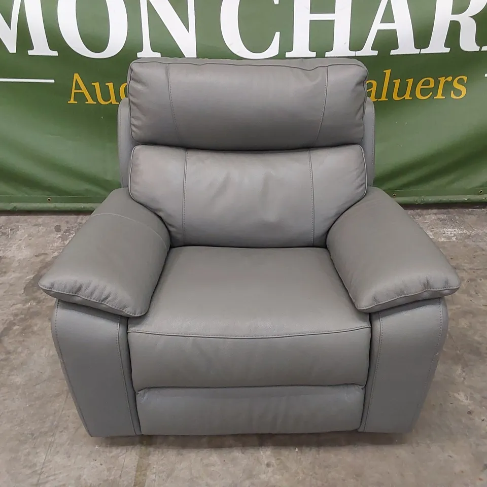 QUALITY DESIGNER ITALIAN MADE PATRIZIO ELECTRIC RECLINER ARMCHAIR IN ANTHRACITE GREY LEATHER 