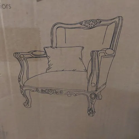 BRAND NEW BOXED HOMESDIRECT365 ORNATE ARMCHAIR - WHITE