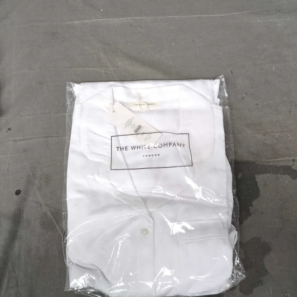 THE WHITE COMPANY CLASSIC COTTON SATEEN STRIPE PJ SET – WHITE, SIZE S