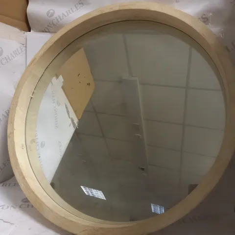 SOLID WOOD ROUND MIRROR - 50cm