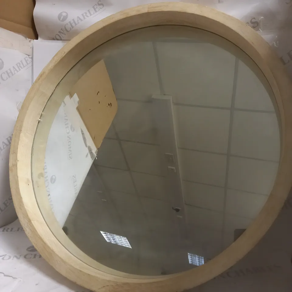 SOLID WOOD ROUND MIRROR - 50cm