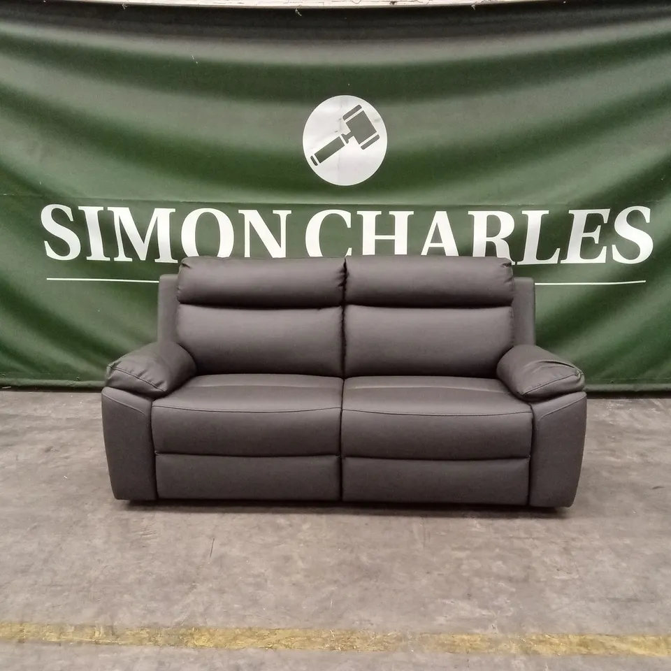 EDISON 3 SEATER LUXURY FAUX LEATHER MANUAL RECLINER SOFA - CHARCOAL RRP £799