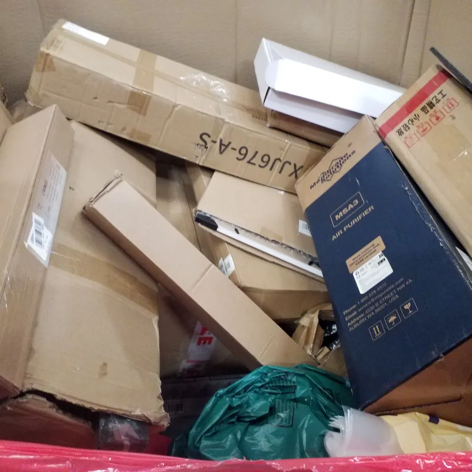 PALLET CONTAINING ASSORTED PRODUCTS INCLUDING TRUNKI KIDS SUITCASE, MULTI-USE STEAM CLEANER, BAMBOO TOWEL LADDER, LED NUMBER CLOCK & PORTABLE BARBECUE 