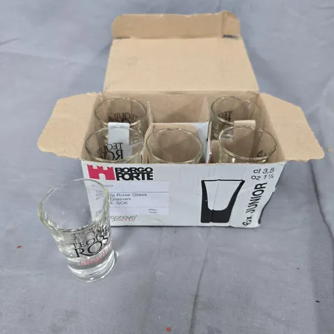 BORGO FORTE TEQUILA ROSE GLASS SHOT GLASSES 