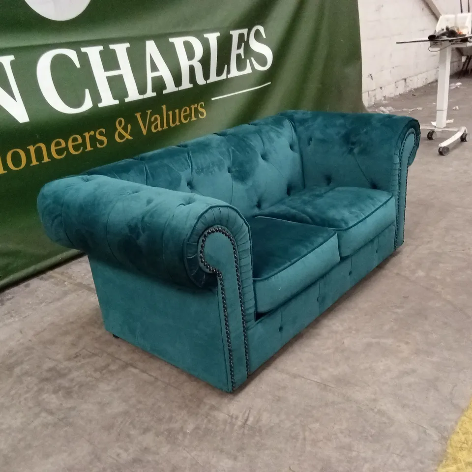 AARON 2 SEATER CHESTERFIELD SOFA - TEAL
