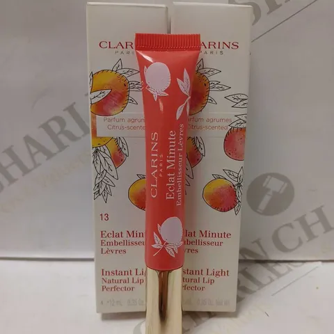 LOT OF 2 CLARINS INSTANT LIGHT NATURAL LIP PERFECTORS - #13 PINK GRAPEFRUIT