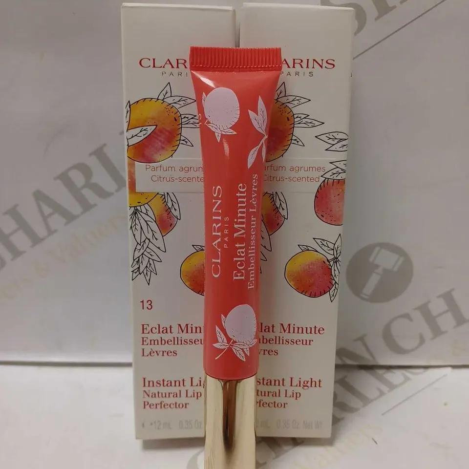 LOT OF 2 CLARINS INSTANT LIGHT NATURAL LIP PERFECTORS - #13 PINK GRAPEFRUIT 