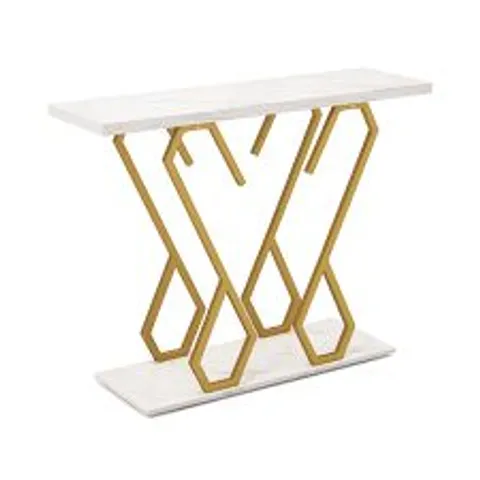 BOXED COSTWAY FAUX MARBLE CONSOLE TABLE WITH ADJUSTABLE FOOT PADS - WHITE