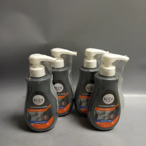 LOT OF 4 VEET FOR MEN CHEST AND BODY HAIR REMOVAL CREAM SENSITIVE SKIN 400ML