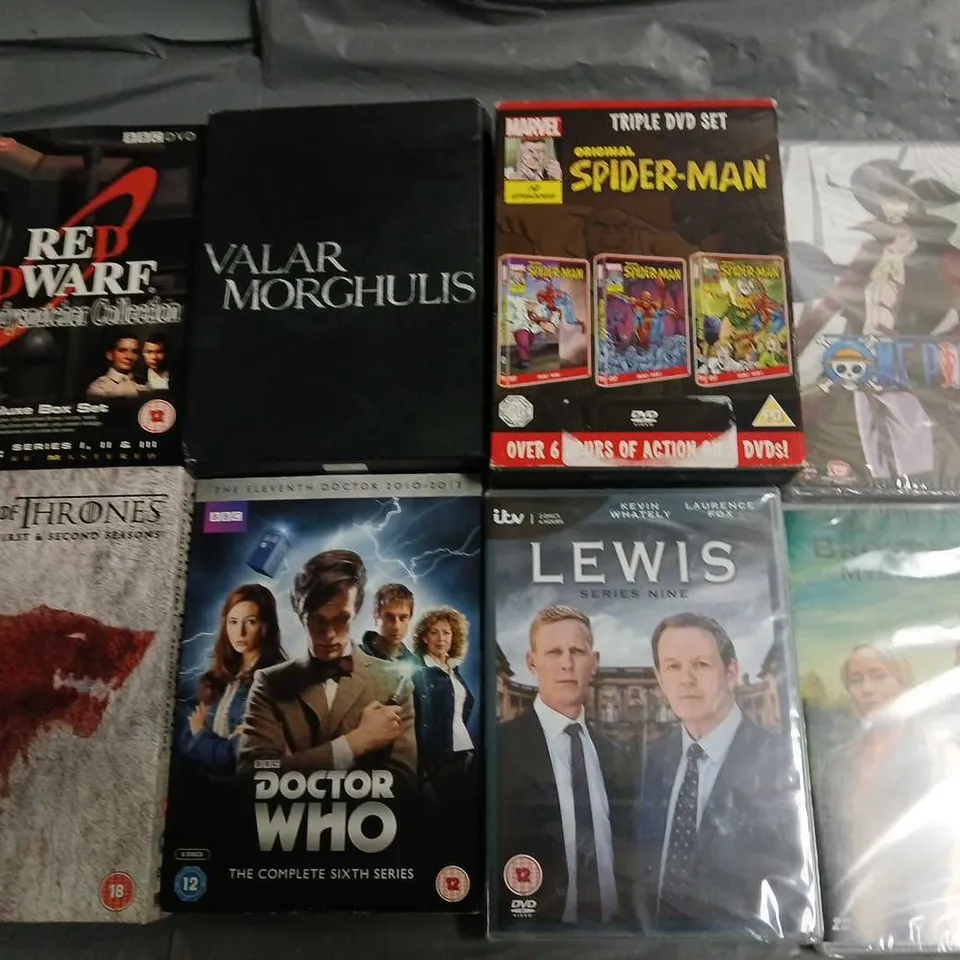 LOT OF 8 ASSORTED DVD BOXSETS TO INCLUDE ONE PIECE, SPIDER MAN AND RED DWARF