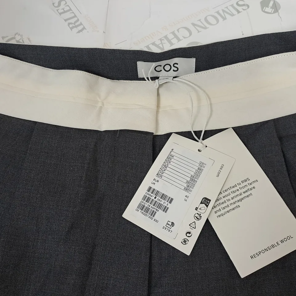 COS GREY CONTRAST BAND GREY TROUSERS - EUR 40