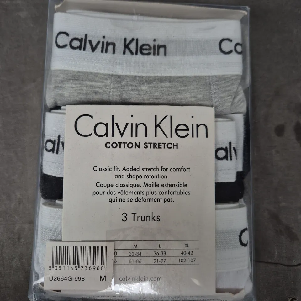 CALVIN KLEIN COTTON STRETCH TRUNKS – 3 PACK, SIZE M