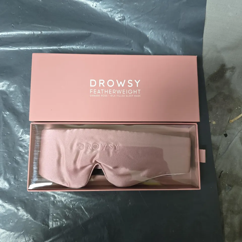 DROWSY FEATHERWEIGHT SILK-FILLED SLEEP MASK – DAMASK ROSE (BOXED)