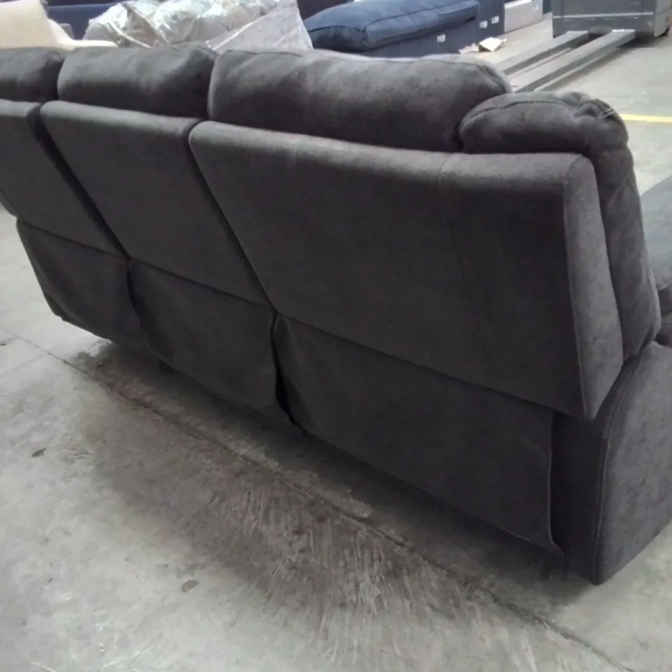 QUALITY DESIGNER 3 SEATER CHARCOAL FABRIC UPHOLSTERED MANUAL RECLINING SOFA