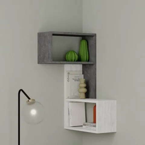 BOXED PART CORNER SHELF - RETRO GREY/ANCIENT WHITE (1 BOX)