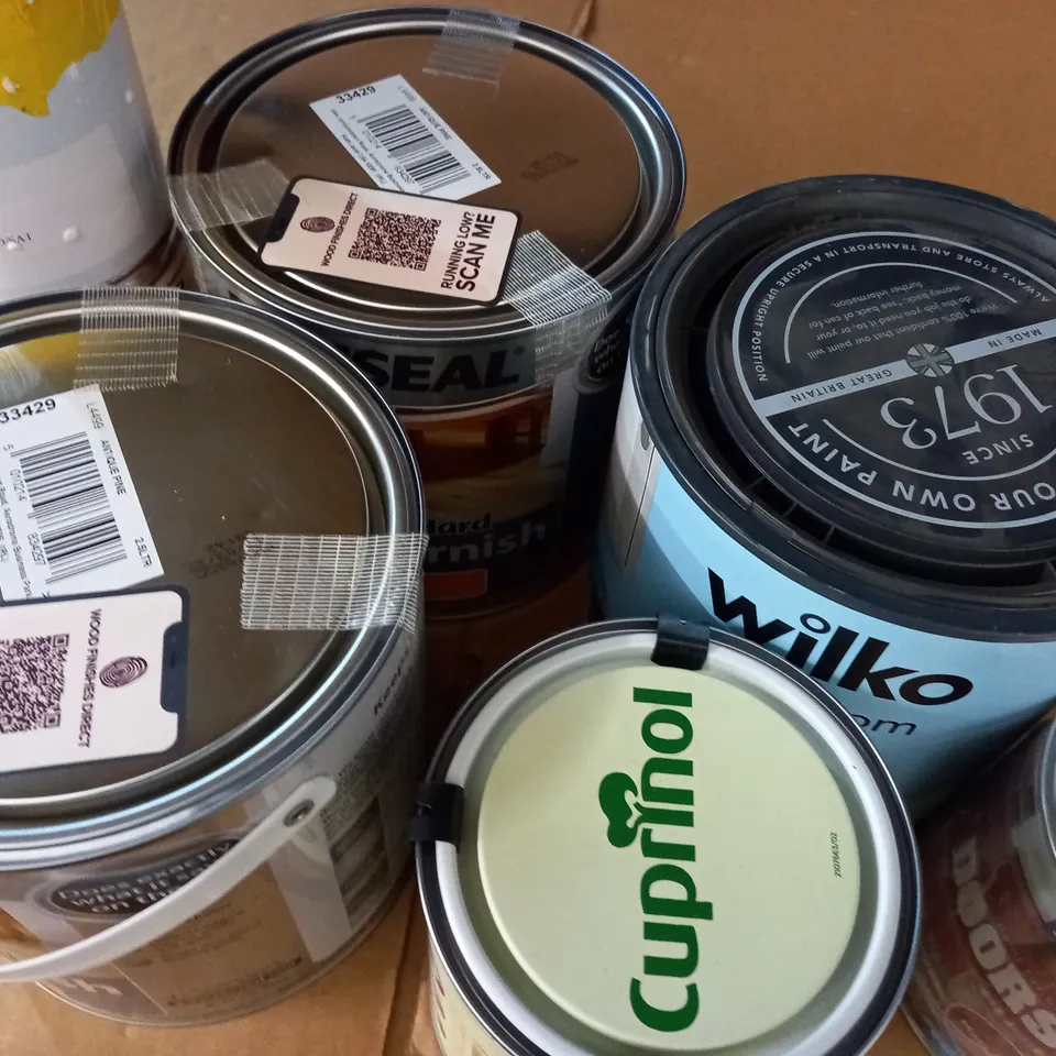 LOT OF 8 ASSORTED TINS OF PAINT  /  COLLECTION ONLY