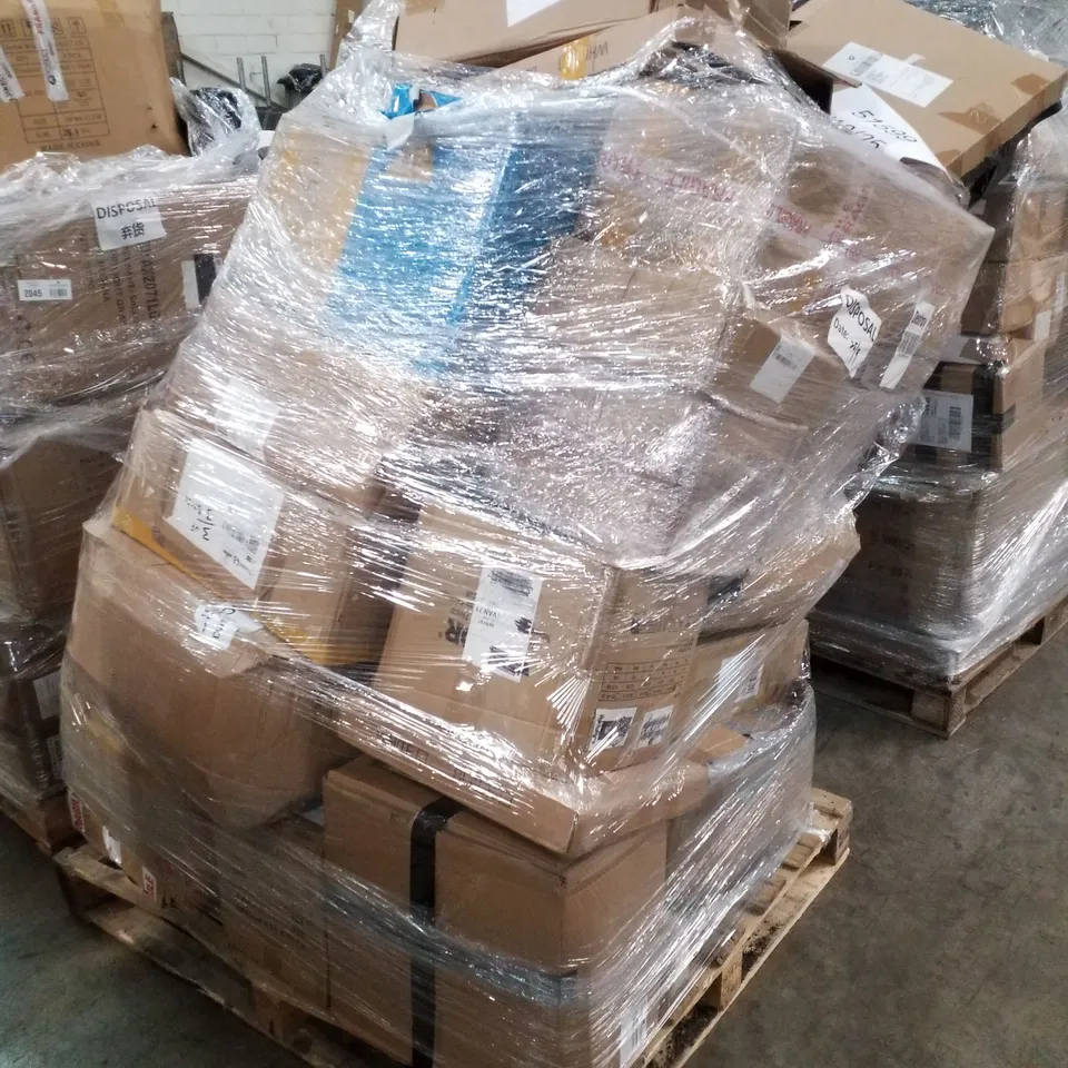 PALLET CONTAINING ASSORTED PRODUCTS INCLUDING FOLDABLE SHOE CABINET, GREY SUITCASE & CHAIR COVER