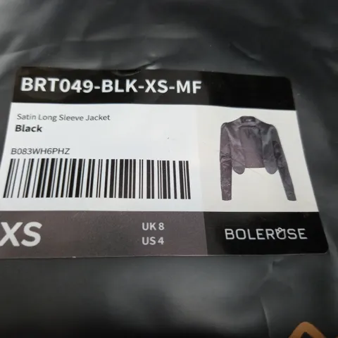 BOLEROSE SATIN LONG SLEEVE JACKET IN BLACK - XS