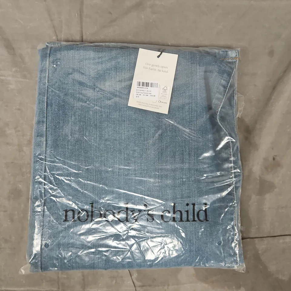 BAGGED NOBODY'S CHILD WIDE LEG STRETCH JEANS IN BLUE SIZE UK 10R