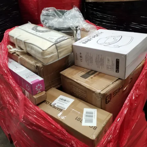 PALLET CONTAINING ASSORTED PRODUCTS INCLUDING BABY POTTY, MESH OFFICE CHAIR, SOLAR STAKE LIGHT, WOK & OFFICE STOOL