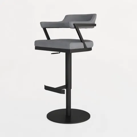BOXED BOXED FIRENZA BARSTOOL - GREY PU LEATHER WITH BLACK FRAME/BASE