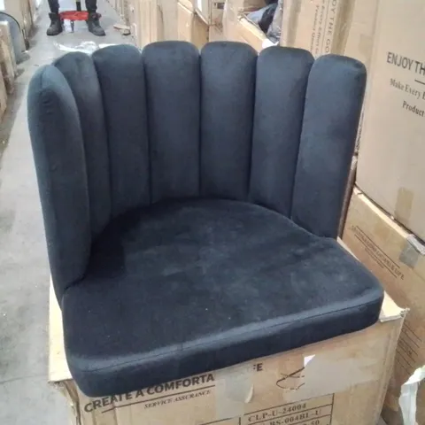 BOXED PAIR OF BLACK VELVET FABRIC UPHOLSTERED DINING/SIDE CHAIRS