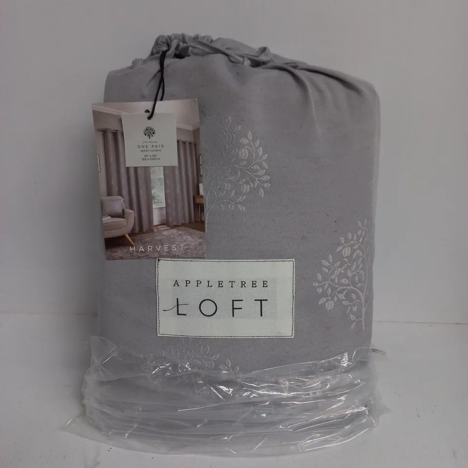 APPLETREE LOFT EYELET CURTAINS IN SILVER - 66" X 90"