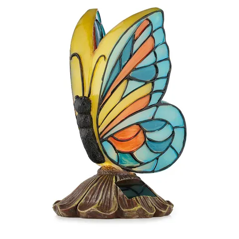 GARDEN STORIES SOLAR BUTTERFLY STAINED GLASS EFFECT LAMP 
