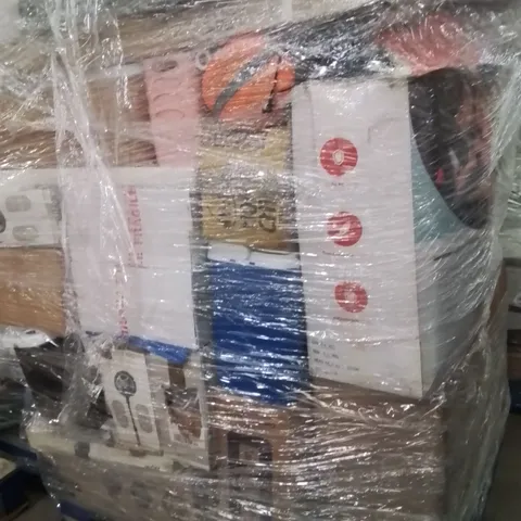 PALLET OF ASSORTED HOUSEHOLD GOODS AND PRODUCTS TO INCLUDE;TRAVEL CABIN BAG,CAMPING WAGON,FAN,MAKEUP BOX