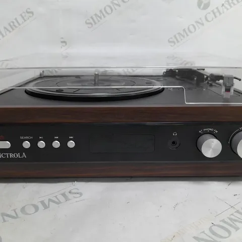 BOXED VICTROLA 3 IN 1 TURNTABLE IN MAHOGANY