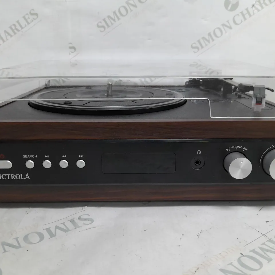 BOXED VICTROLA 3 IN 1 TURNTABLE IN MAHOGANY 