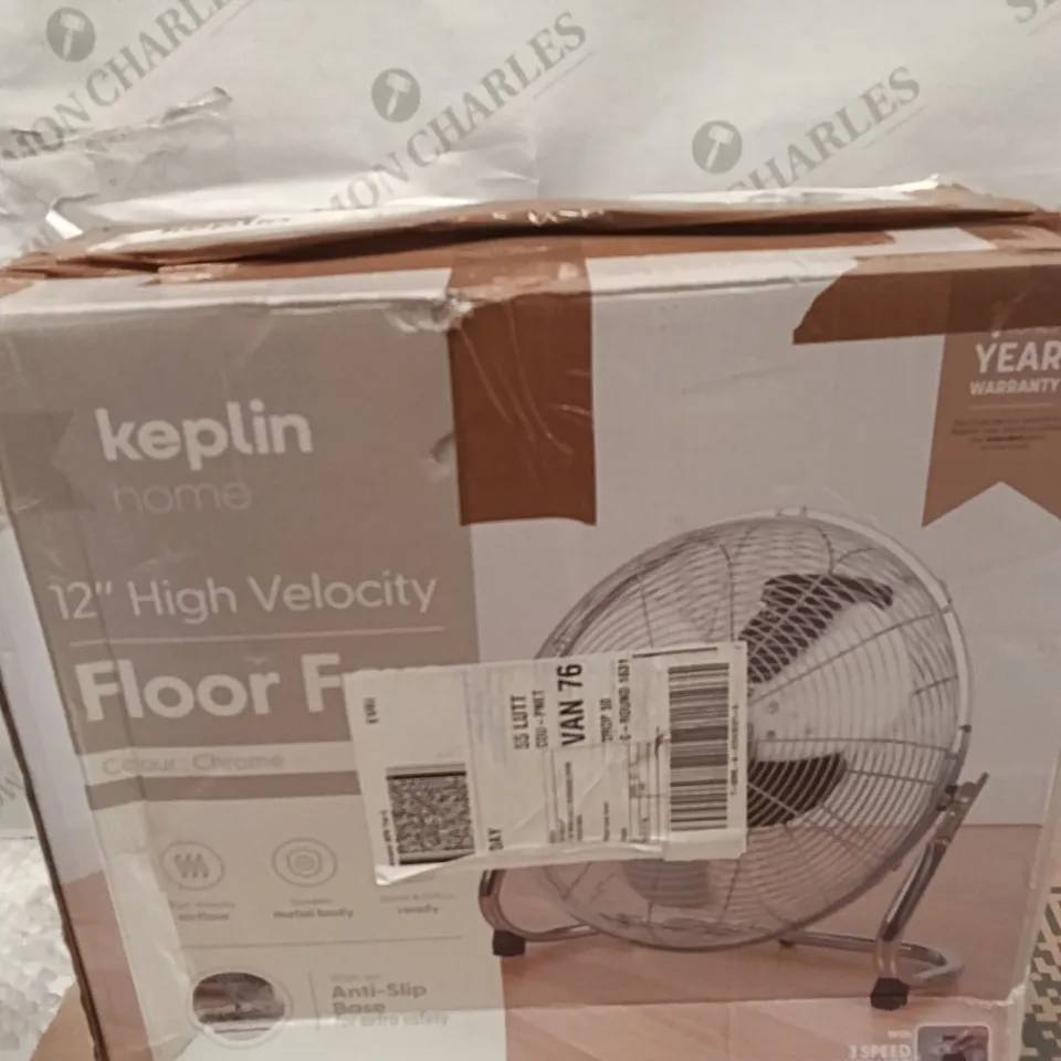 BOXED 12" KEPLIN FLOOR FAN