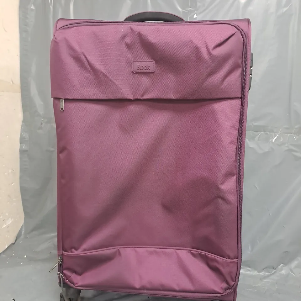 ROCK PARIS 8 WHEEL SOFTSHELL LIGHTWEIGHT LARGE SUITCASE WITH LOCK -PURPLE