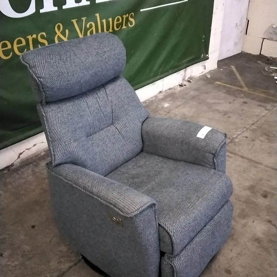 QUALITY BRITISH DESIGNED & MANUFACTURED G PLAN MALMO POWER RECLINER CHAIR SCALE COBALT FABRIC