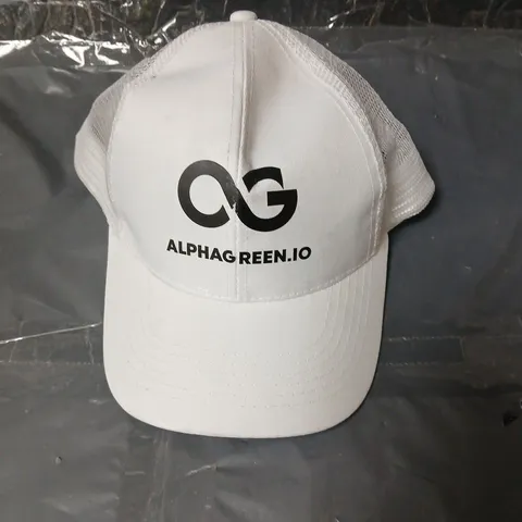 APPROXIMATELY 5 ALPHAGREEN.IO WHITE MESH-BACK BASEBALL CAP