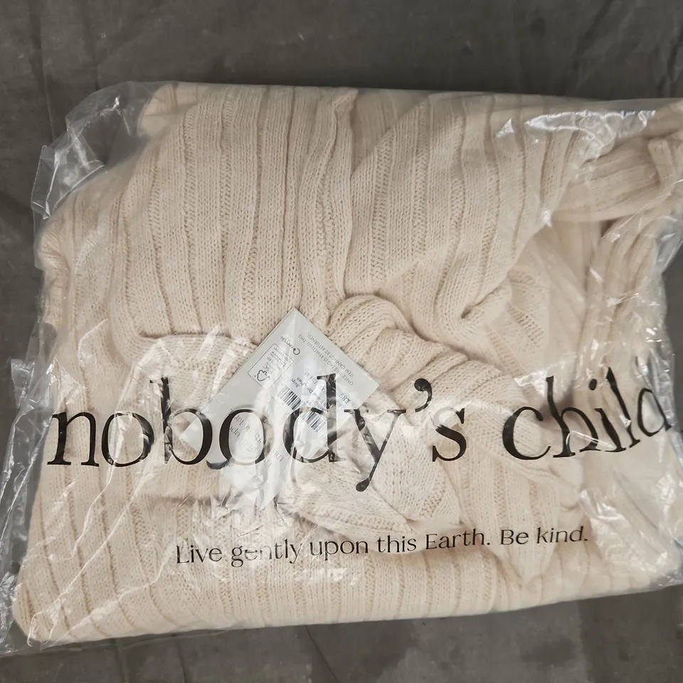 BAGGED NOBODY'S CHILD WIDE RIB KNITTED DRESS IN BEIGE SIZE XS