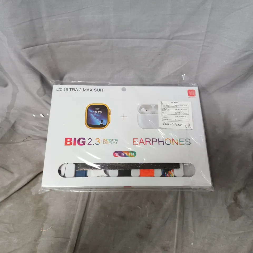 I20 ULTRA 2 MAX SUIT SMARTWATCH KIT WITH EARPHONES – BOXED 
