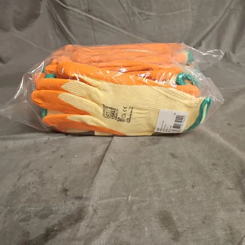 BOX OF APPROX 8X12 PAIRS ST TOPAZ WORK GLOVES IN ORANGE SIZE XL