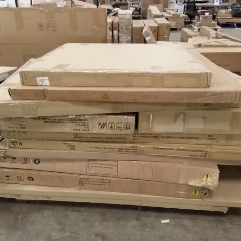PALLET OF ASSORTED INCOMPLETE DESIGNER FURNITURE PARTS AND PIECES 