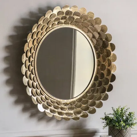 BOXED OVERMANTEL ROUND MIRROR