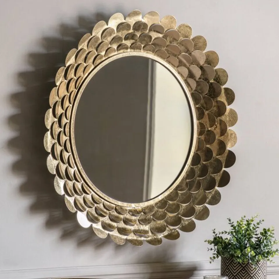 BOXED OVERMANTEL ROUND MIRROR 