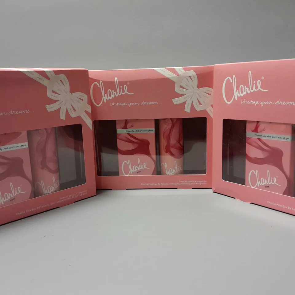 3 BOXED CHARLIE PINK SETS