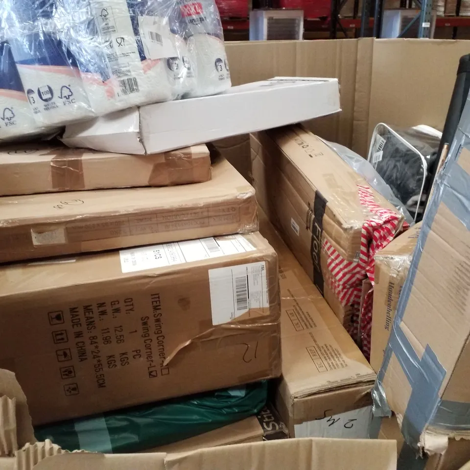 PALLET CONTAINING ASSORTED PRODUCTS INCLUDING TOILET SEAT, PETS PORTABLE COLLAPSIBLE SOFT CRATE, BAMBOO TOWEL LADDER, BABY PLAYPEN & BABY FITNESS BLANKET 