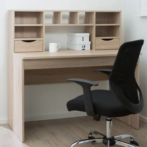 BOXED ALPHASON ALBION DESK WITH HUTCH SHELVING LIGHT OAK
