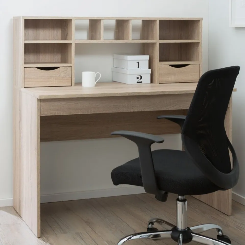 BOXED ALPHASON ALBION DESK WITH HUTCH SHELVING LIGHT OAK