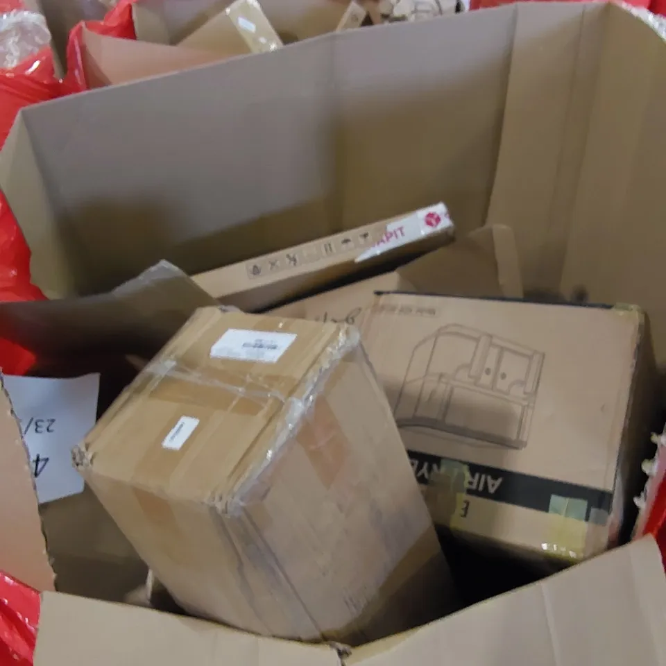 PALLET TO CONTAIN ASSORTED HOUSEHOLD PRODUCTS. INCLUDES VACUUM CLEANER, AIR FRYER, MATTRESS TOPPER ETC