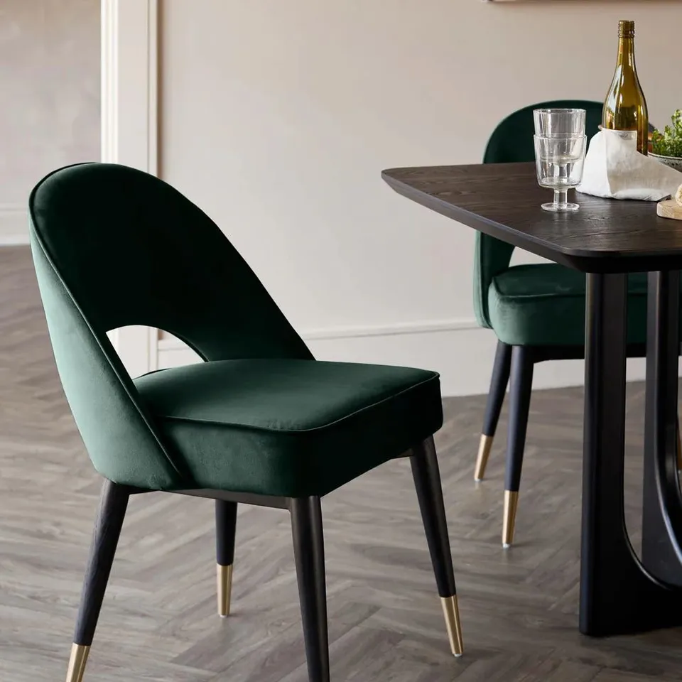 BOXED DANETTI CLOVER DARK GREEN VELVET DINING CHAIR