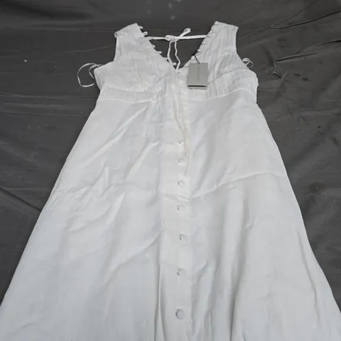 MINT VELVET IVORY LINEN MIDI DRESS - SIZE 8