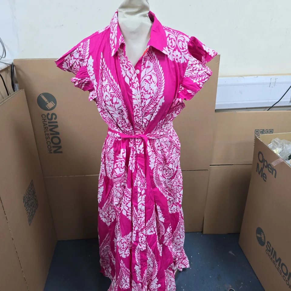 HANDPRINT DREAM LONGBEACH TIE WAIST MAXI DRESS SIZE XL
